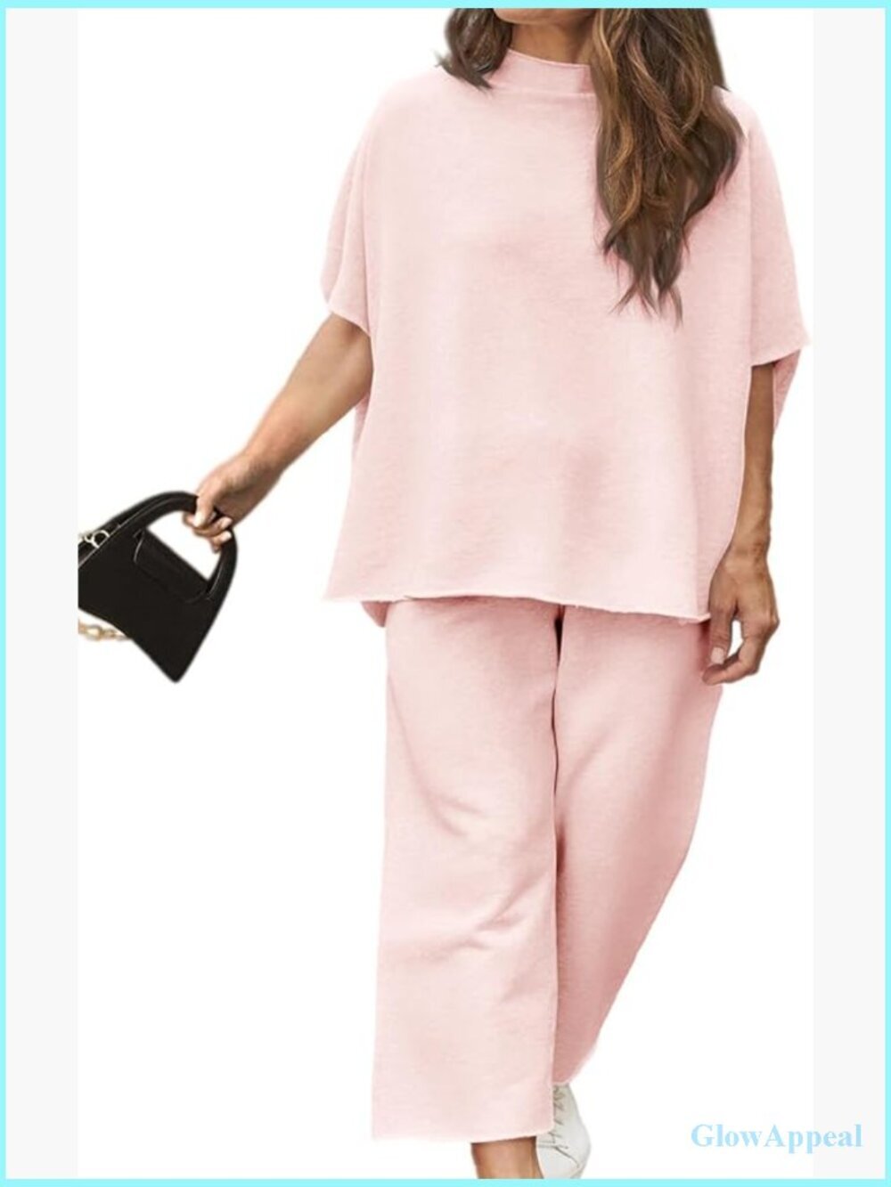Plus Size 2 Piece Lounge Set 3/4 Batwing Sleeve Capelet Top Wide Leg Pants